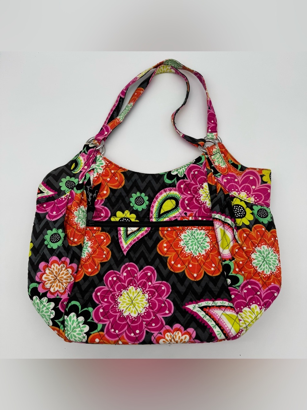 Vera Bradley Ziggy Zinnia Crescent Handbag Retired Shoulder Tote Purse